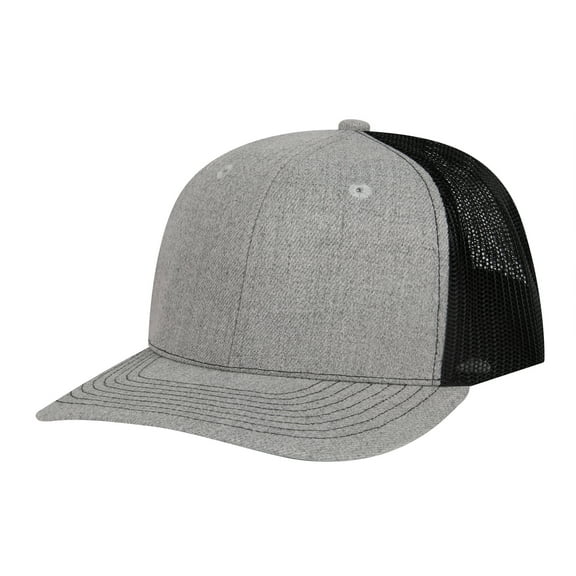 TOPTIE 6 Panel Trucker Cap Adjustable Snapback Cap, Structured Mid Profile-Heather Light Grey