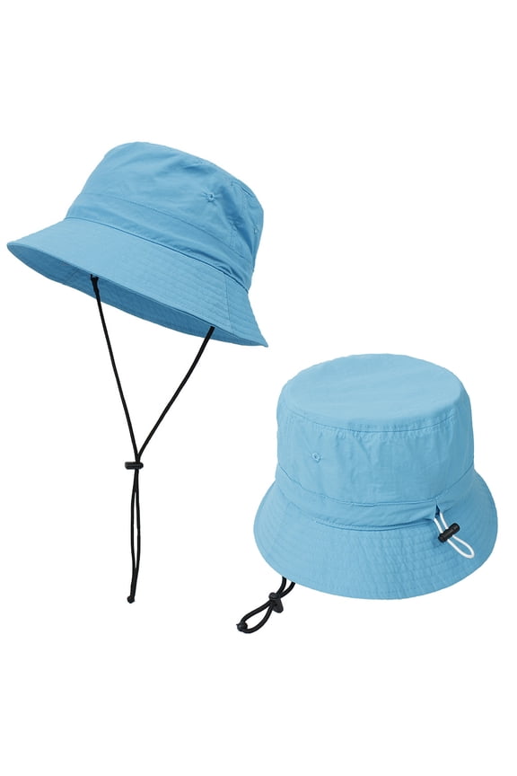UV Sun Protection Bucket Hat for Women Summer Outdoor Adjustable Beach Sun Hat with Chin Strap-Blue