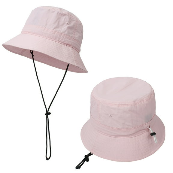 Toptie UV Sun Protection Bucket Hat for Women Summer Outdoor Adjustable Beach Sun Hat with Chin Strap-Pink