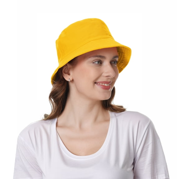 Toptie Unisex Bucket Hat, Cotton Twill Bucket Sun Hat for Men Women Summer Outdoor UV Sun Cap-Yellow
