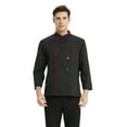 thumbnail image 1 of Toptie Unisex Classic Long Sleeve Button Chef Coat-Black2-M, 1 of 6