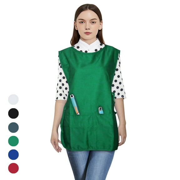 Toptie Unisex Cobbler Vest Kitchen Chef Apron, Art Painting Grooming Smock Working Uniform with 2 Pockets, 28"L x 22"W-Kelly Green