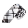 thumbnail image 1 of Toptie Unisex Necktie Printed White Plaid Skinny Tie, 1 of 7