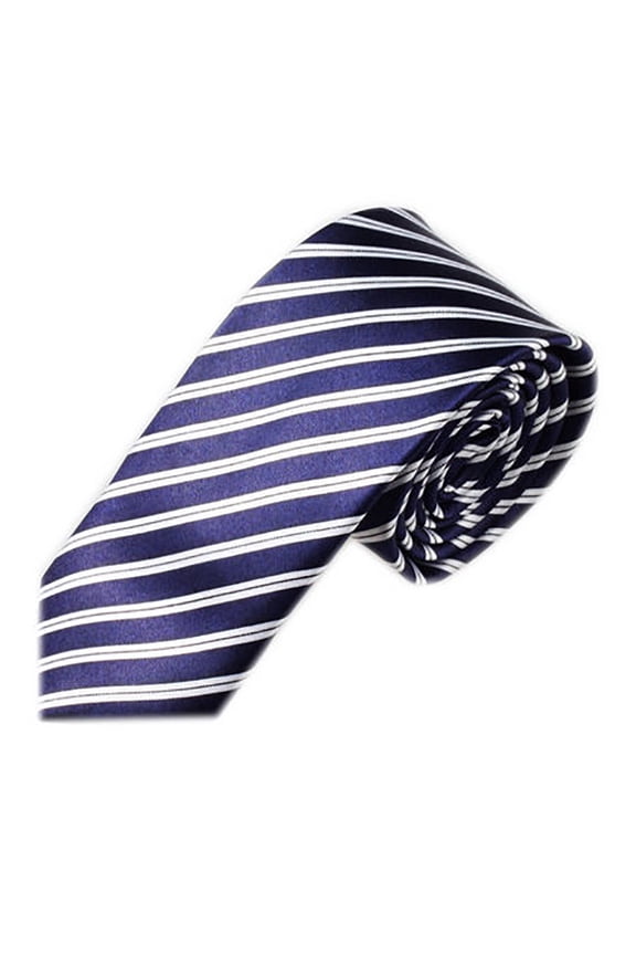 Unisex Necktie Solid Color Navy Blue Skinny Tie