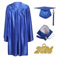 thumbnail image 1 of Toptie Unisex Shiny Preschool and Kindergarten Graduation Gown Cap Tassel Set 2024 Costume Robes for Baby Kids-Royal Blue-M, 1 of 4