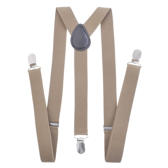 Toptie Unisex Suspenders Solid Color Y-Back Clip Suspender - 1 Inch Wide-Khaki