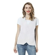 TOPTIE Unisex Work Vest Volunteer Activity Supermarket Uniform Button Up Vest-White-XL