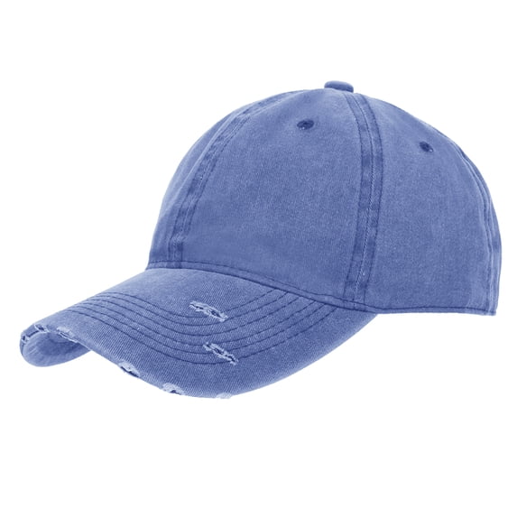 Toptie Vintage Washed Cotton Distressed Baseball Cap Dad Hat Adjustable Low-Profile Polo Hat-Blue