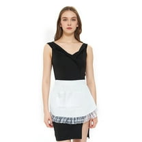 Toptie Waist Apron with Pocket, Christmas Cute Women Half Apron, Great for Cooking Gardening-White-Adult Medium