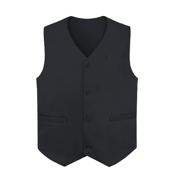 Toptie Waiter Uniform Unisex Button Vest For Supermarket Clerk & Volunteer-Black-US Size L