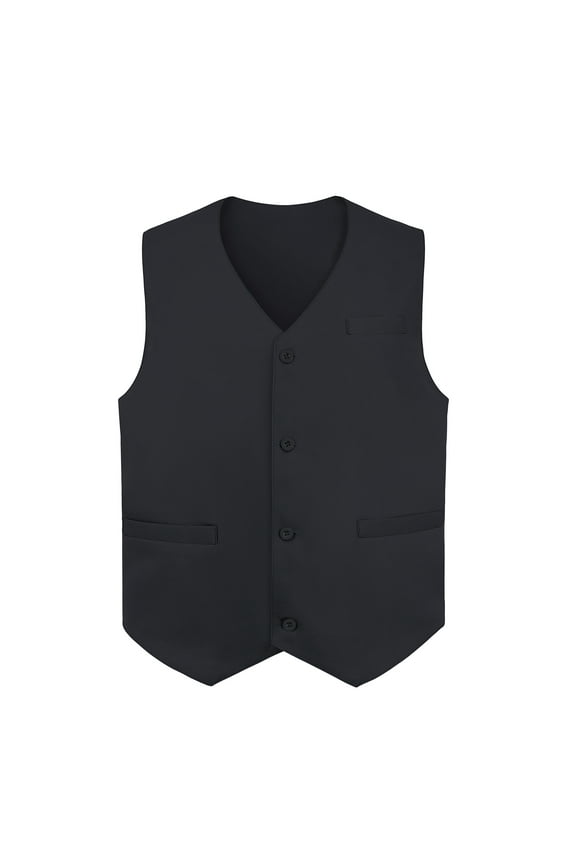 Waiter Uniform Unisex Button Vest For Supermarket Clerk & Volunteer-Black-US Size L