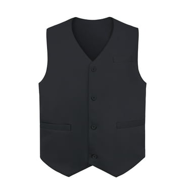 Toptie Waiter Uniform Unisex Button Vest For Supermarket Clerk & Volunteer-Black-US Size M