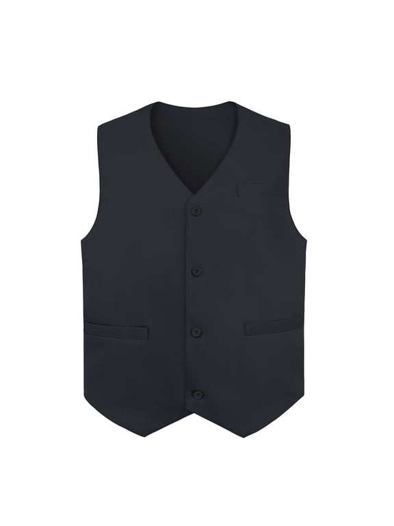 Waiter Uniform Unisex Button Vest For Supermarket Clerk & Volunteer-Black-US Size M