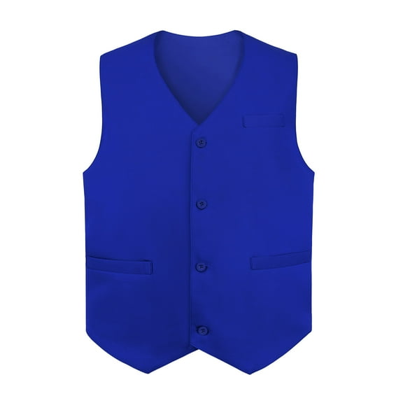 Toptie Waiter Uniform Unisex Button Vest For Supermarket Clerk & Volunteer-Blue-US Size M