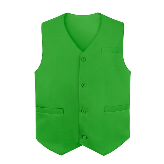 Toptie Waiter Uniform Unisex Button Vest For Supermarket Clerk & Volunteer-Green-US Size XL