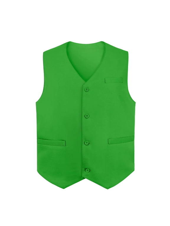 Waiter Uniform Unisex Button Vest For Supermarket Clerk & Volunteer-Green-US Size XL
