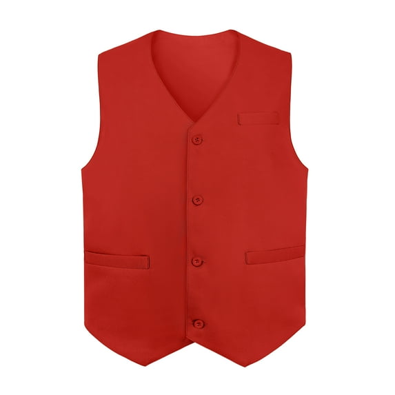 Toptie Waiter Uniform Unisex Button Vest For Supermarket Clerk & Volunteer-Red-US Size M