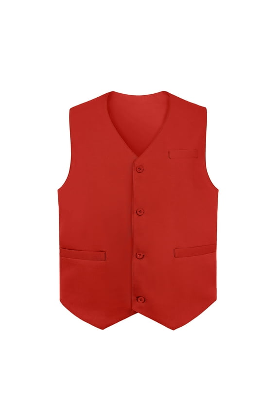 Waiter Uniform Unisex Button Vest For Supermarket Clerk & Volunteer-Red-US Size XL