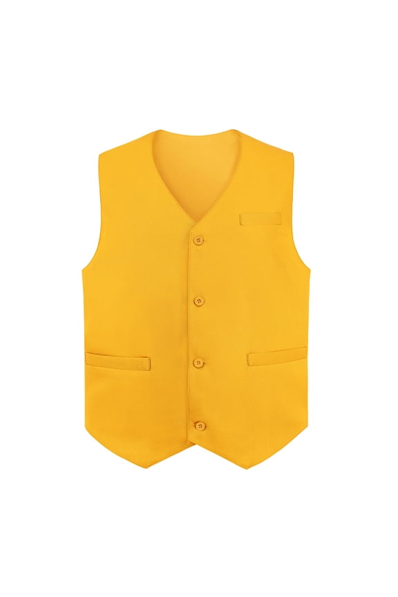 Waiter Uniform Unisex Button Vest For Supermarket Clerk & Volunteer-Yellow-US Size XXL