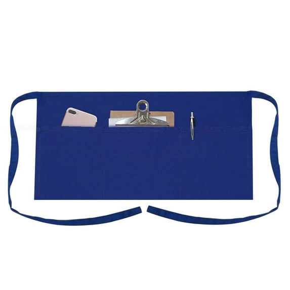 Toptie Waitress Waiter Server Bistro Waist Apron with 3 Pockets, Restaurant Kitchen Chef Half Aprons, 24"W x 12"H-Blue