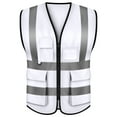 thumbnail image 1 of Toptie White Safety Vest, Incident Command Vest with 5 Pockets and High Visibility 2" Reflective Strips-White-M, 1 of 9