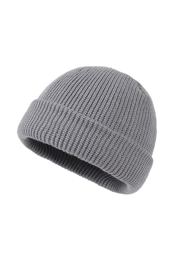 Winter Cuffed Beanie Knit Hats for Men & Women, Warm & Soft Toboggan Cap-Grey