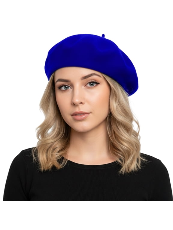 Women Classic French Style Beret Artist Basque Beanie Hat-Royal Blue