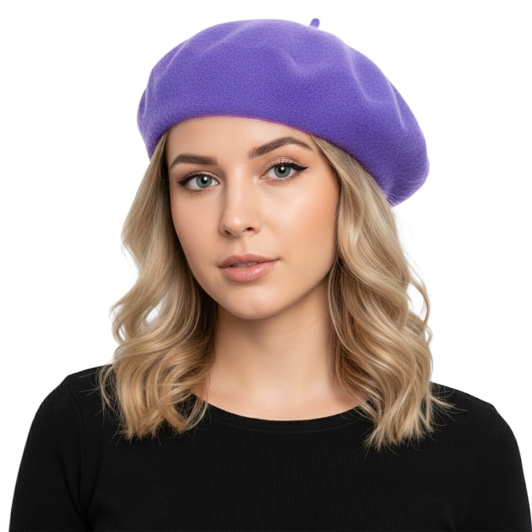 Toptie, Women Classic French Beret, 11x11 inch, Violet  display picture 2
