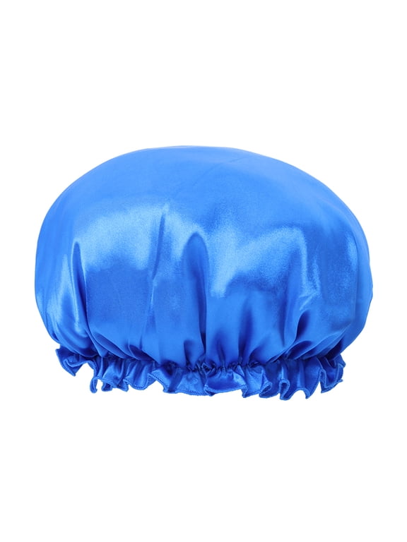 Women Satin Bonnet Night Sleep Cap Elastic Night Hair Cover-Blue