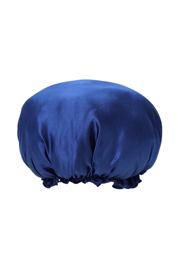 Women Satin Bonnet Night Sleep Cap Elastic Night Hair Cover-Navy Blue