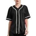 thumbnail image 1 of TOPTIE Women's Baseball Jersey Hip Hop Hipster Button Down Baseball T-Shirt-Black White-2XL, 1 of 9