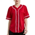 thumbnail image 1 of TOPTIE Women's Baseball Jersey Hip Hop Hipster Button Down Baseball T-Shirt-Red White-M, 1 of 9