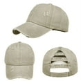 thumbnail image 1 of Toptie Women's Distressed Washed Cotton Messy High Bun Ponytail Baseball Cap, Criss Cross Ponytail Hat High Crown Dad Hat-Khaki, 1 of 5
