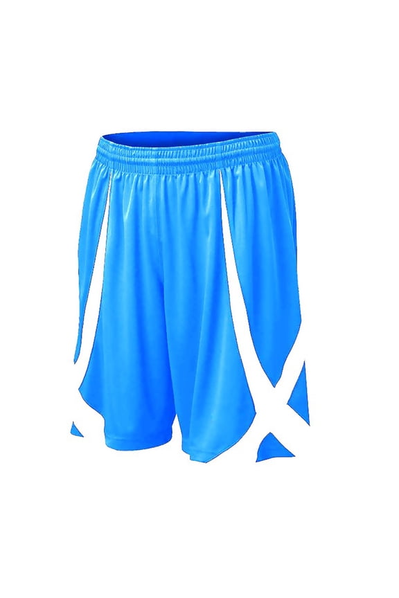 Youth Basketball Shorts, Viscose Knit, No Pockets-LightBlue-XXL