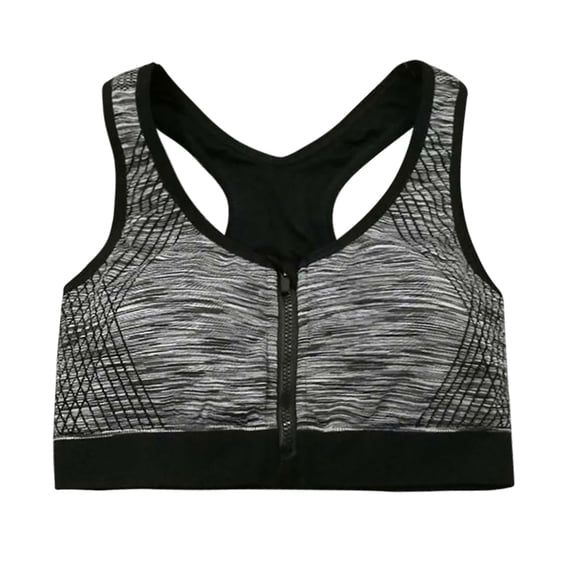 TOPTIE Zipper Front Closure Sports Bra, Racerback Seamless Workout bra Gym Sportswear (Grey 1)