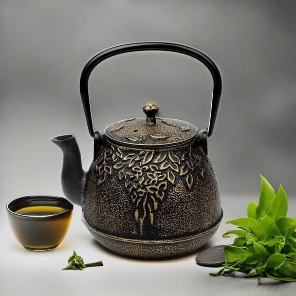 Toptier Cast Iron Tea Kettle - 40 Ounce (1200 ml), Black