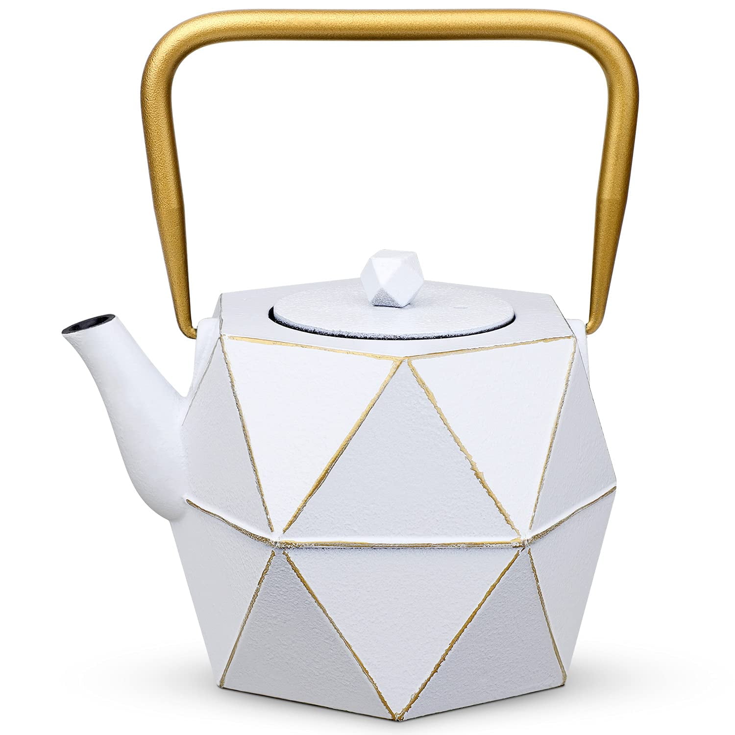 Toptier Cast Iron Teapot, Stovetop Safe Japanese Cast Iron Tea Kettle, Diamond Design Tea Pot