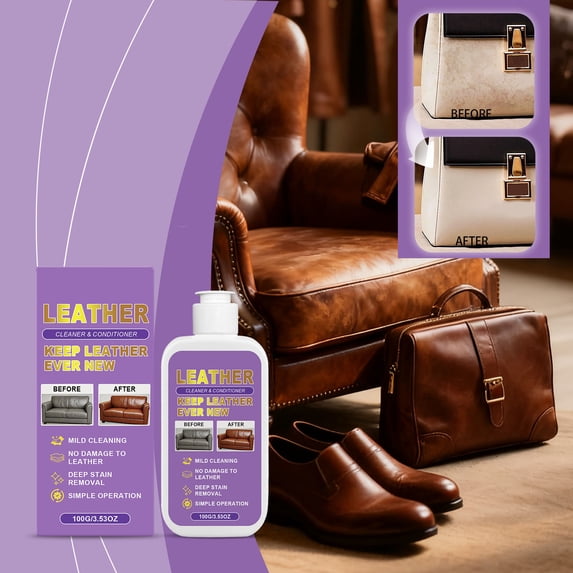 Topukaiba 100G Leather Cleaner & Conditioner Cream – All-In-One Leather Cleaning, Stain Removal, Waterproofing & Restoration Purple Free Size