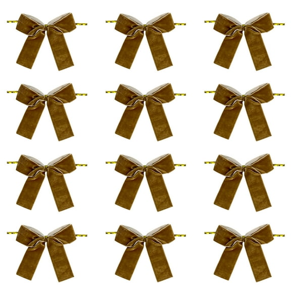 Topukaiba 12Pc Velvet Christmas Tree Bow Decoration Wreath Bow Decoration Brown
