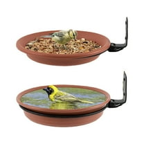 Topukaiba 2 Bird Feeders Tree Mounted With Heavy Duty Sturdy Steel, Dark Brown Bird Bath Tray,Installed On Wooden Fences, Trees,Indoor And Outdoor Walls A