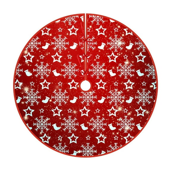 Topukaiba 35 Inch Christmas Tree Skirt Christmas Tree Bottom Decoration Tree Skirt For Xmas Party Christmas Snowflake Decoration Red B