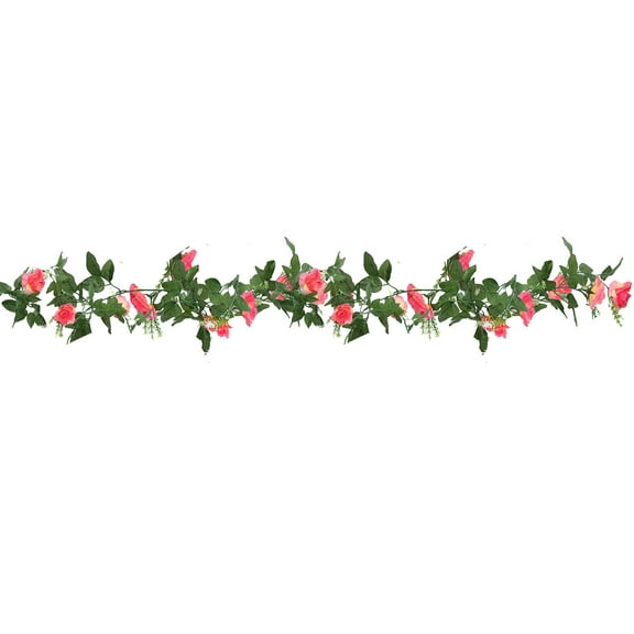 Topukaiba Artificial Rose Vines Fake Flower Garlands Hanging Silk Rose Vines Suitable For Wedding Arches Party Walls Garden Ceremony Backgrounds Table Decorations Watermelon Red Free Size