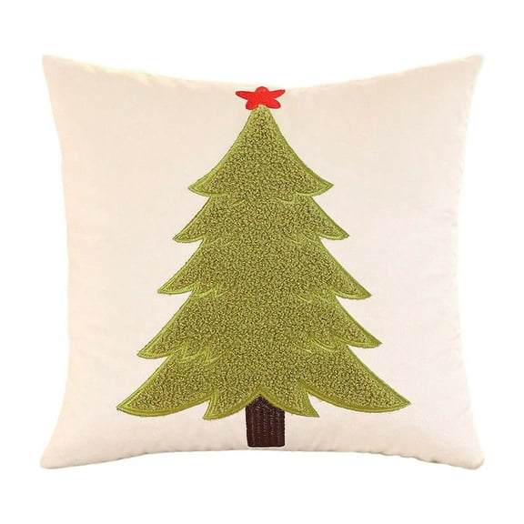 Topukaiba Christmas Velvet Embroidery Christmas Tree Bolster Living Room Sofa Cushion Bed Pillow Christmas Decoration Green Free Size