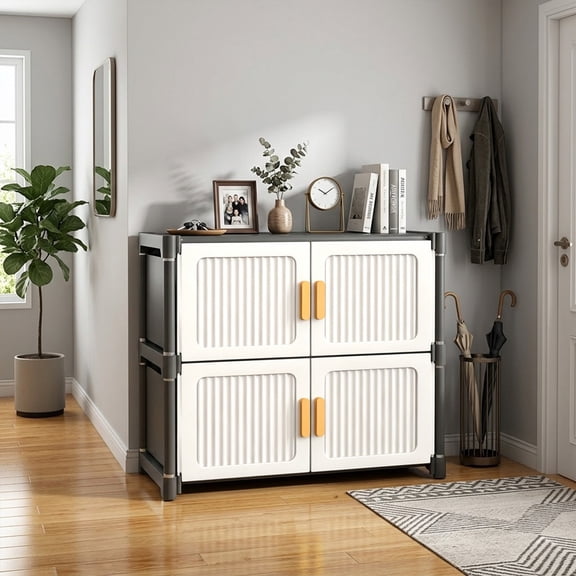 Blueek Detachable Multi-Tier Door-Mounted Shoe Cabinet For Entryway Hall Living Room White 58X46X31Cm