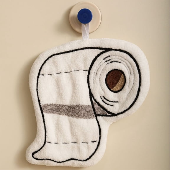 Topukaiba Hanging Kitchen Towels, 8.27" Multi-Functional Absorbent Hand Towel With Hanging Loop, Cute Roll Tissue Paper Pattern Hand Dish Dry Cloth For Bath Kitchen Living Room, 8.27X8.27"