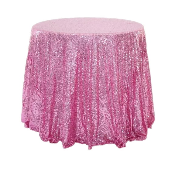 Topukaiba Round Sequin Tablecloth Glitter Fabric Tablecloth Small Round Sparkling Tablecloth Suitable For Wedding Birthday Party Christmas Decoration Pink Free Size