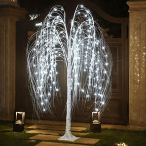 Topukaiba Lighted Willow Tree 4Ft with 180 LED Lights, Light-Up Weeping Willow Tree with Remote Control, Adjustable Branches for Christmas Wedding Party Decor, 47.2", Silver