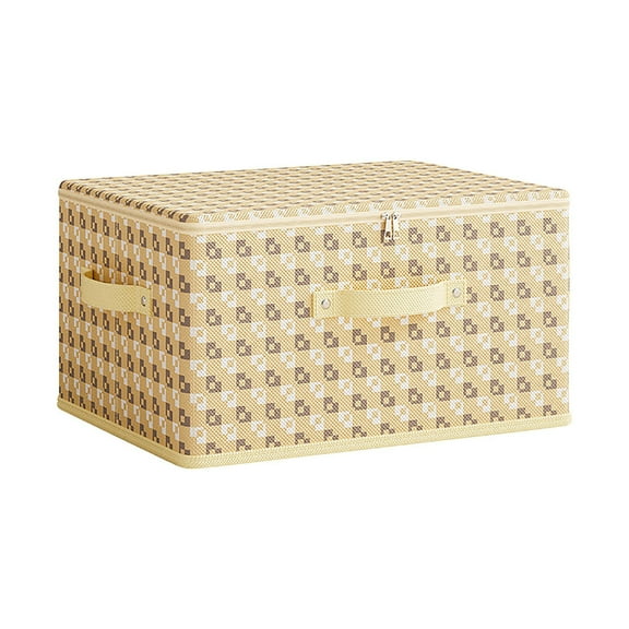 Topukaiba Non Woven Zipper Storage Box Household Clothing Storage Box Dormitory Folding Storage Box Wardrobe Storage Box Yellow Free Size