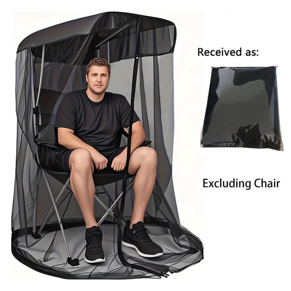Topukaiba Portable Mosquito Net For Outdoor Chairs, Clear Mesh Chair Tent Camping Bug Barrier Mosquito Net For Fishing Camping Chair Outdoor, Chair Not Included Black