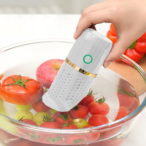 Topukaiba Portable Pure Pod Vegetable Washing Machine, Cordless Food Purifier Cleaner, Rechargeable Cleaner for Fruits, Vegetables, Meat, Rice, Grains & Utensils,3.8"x6.1",White